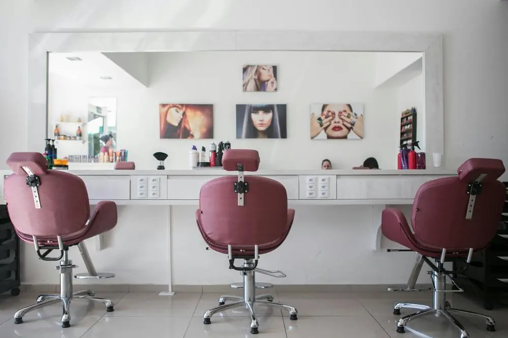 Empty chairs in a hair and beauty salon